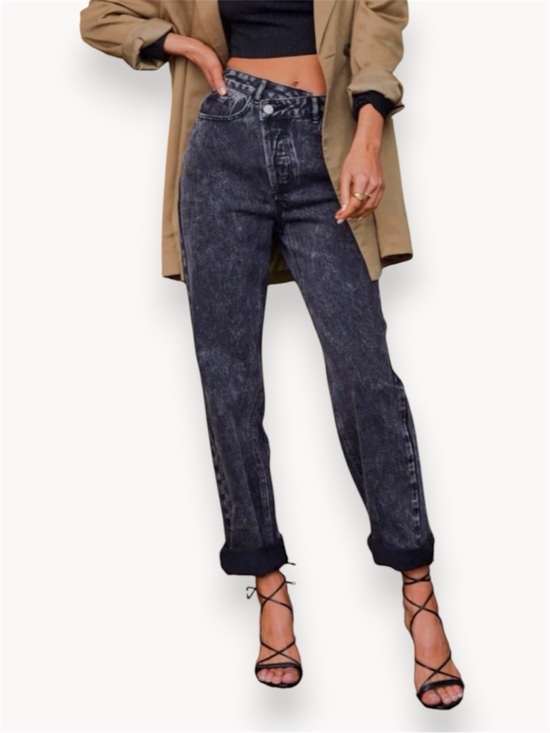 12th Tribe Denim - 12th Tribe High-Waist Black Acid Wash Jeans